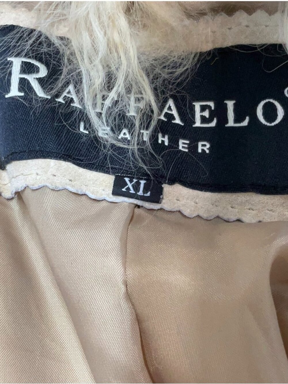 Vintage Raffaelo Beige Suede Leather Penny Lane Afghan Shearling Coat XL Boho - Picture 8 of 9